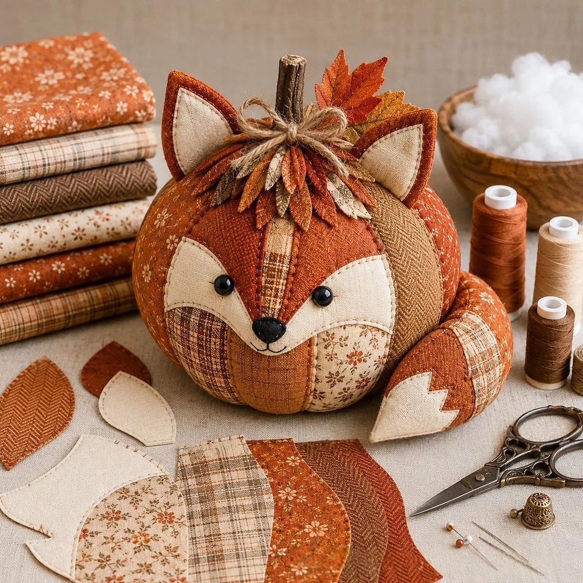 Kit couture DIY citrouille renard pour décoration d'Halloween fait main