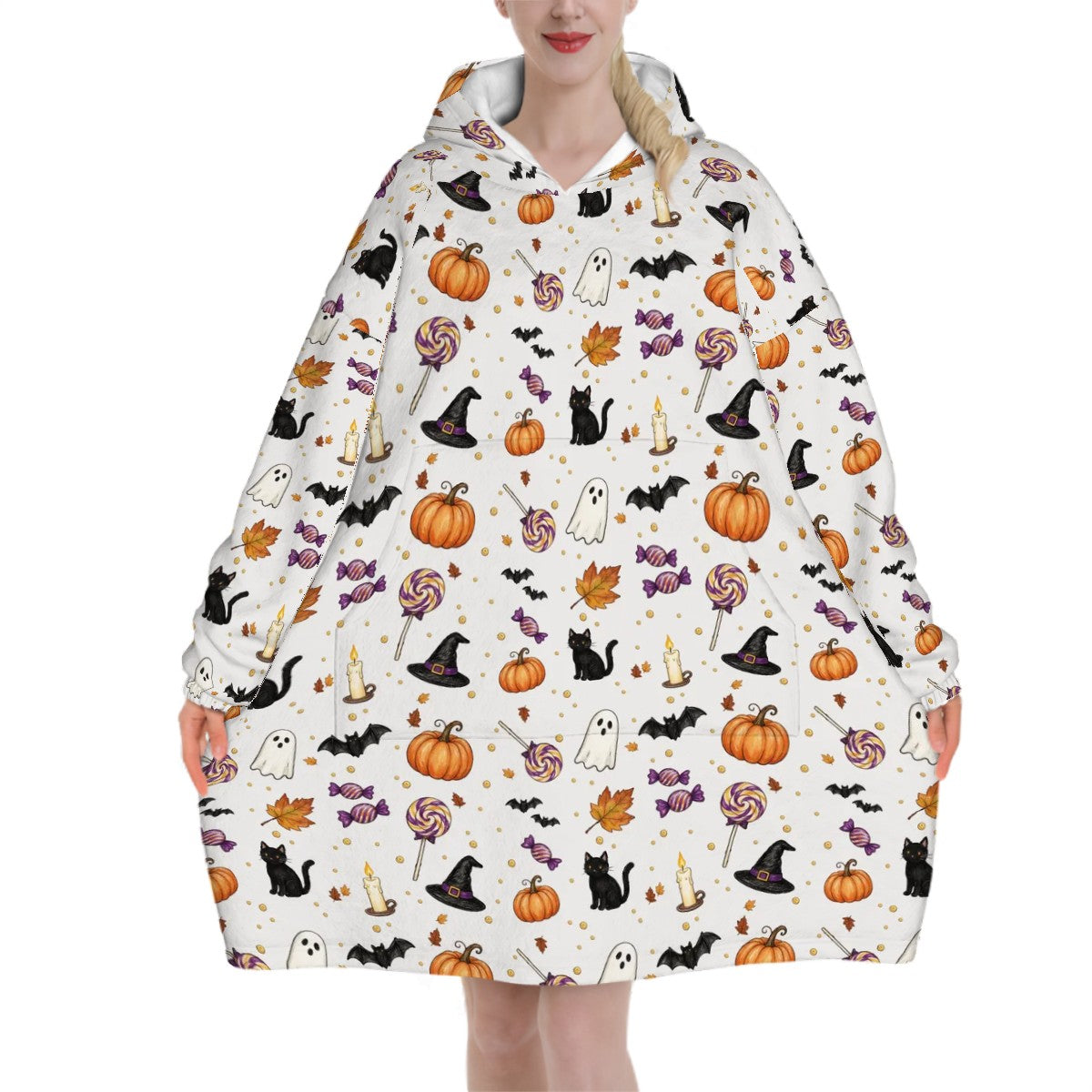 Pull plaid Halloween à capuche, design exclusif