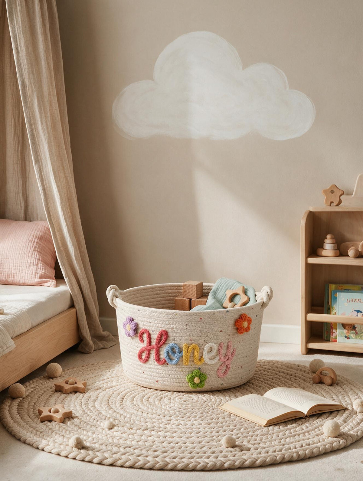 Panier de rangement bébé personnalisé en ambiance