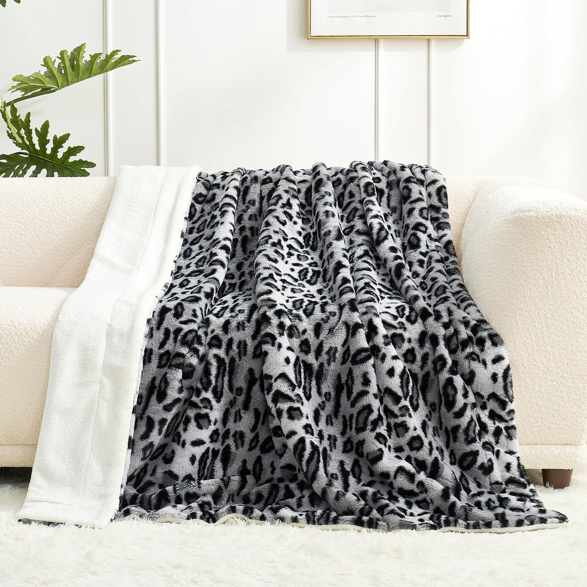 Plaid motif léopard gris