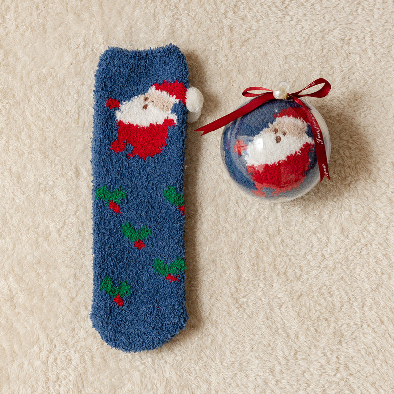 Boule chaussette coloris bleu Noël