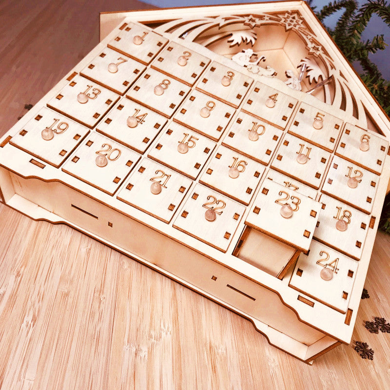 Calendrier de l'avent en bois en ambiance