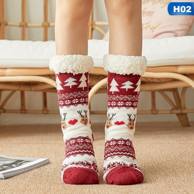 Chaussettes de sol de Noël coloris rouge