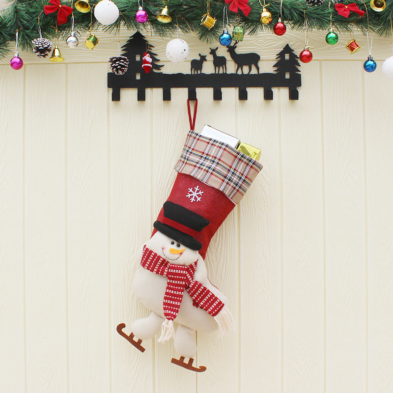Grande chaussette de Noël modèle bonhomme de neige