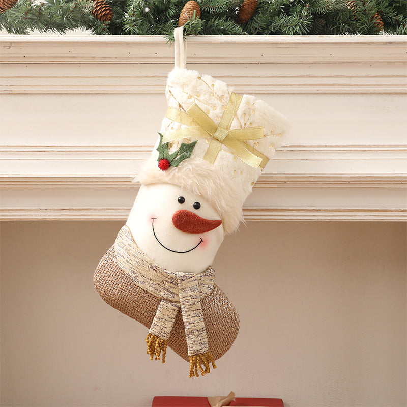 Chaussette de Noël nordique motif bonhomme de neige