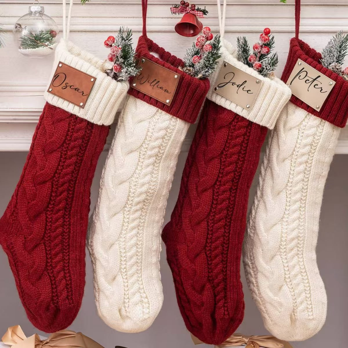 Chaussettes de Noël tricotées personnalisées au prénom