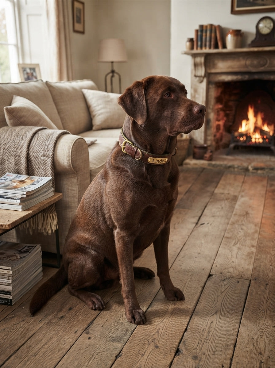 Collier pour chien en cuir personnalisé avec prénom gravé