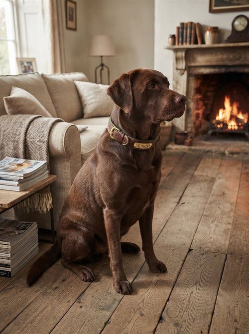 Collier pour chien en cuir personnalisé avec prénom gravé