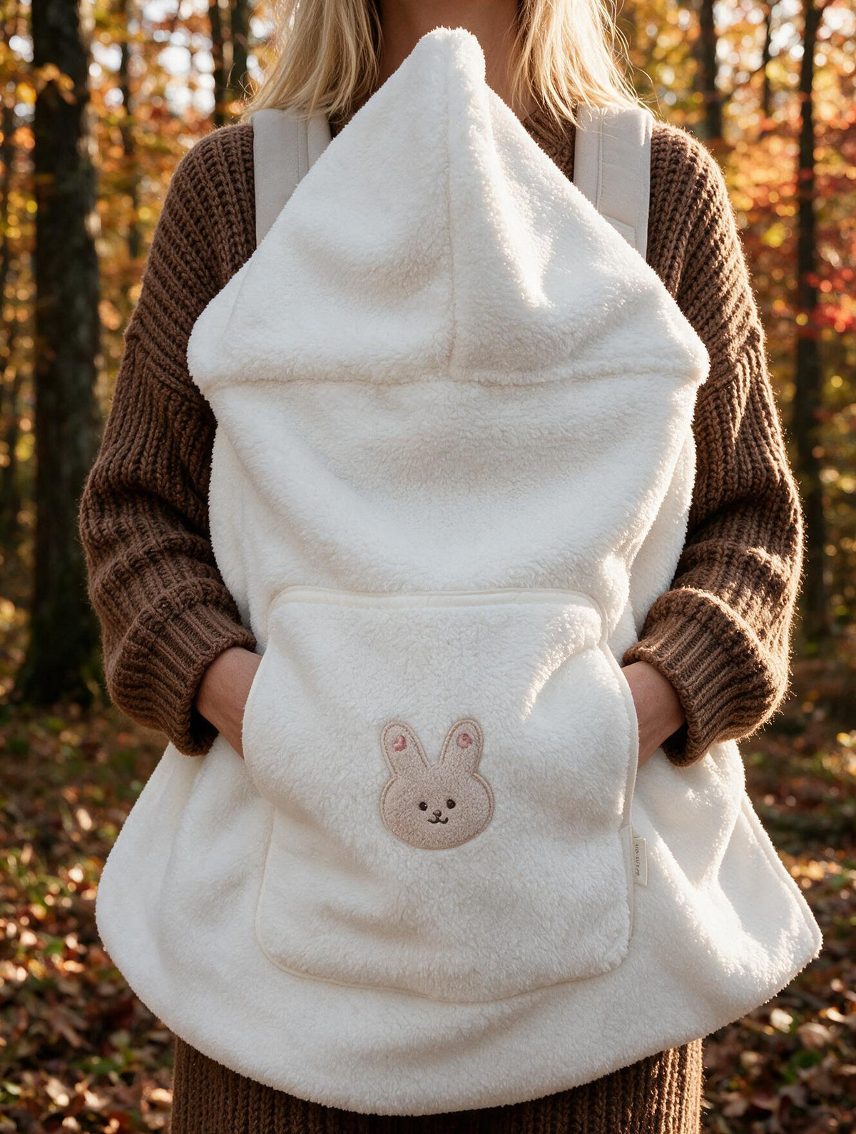 Cape polaire bébé modèle lapin blanc