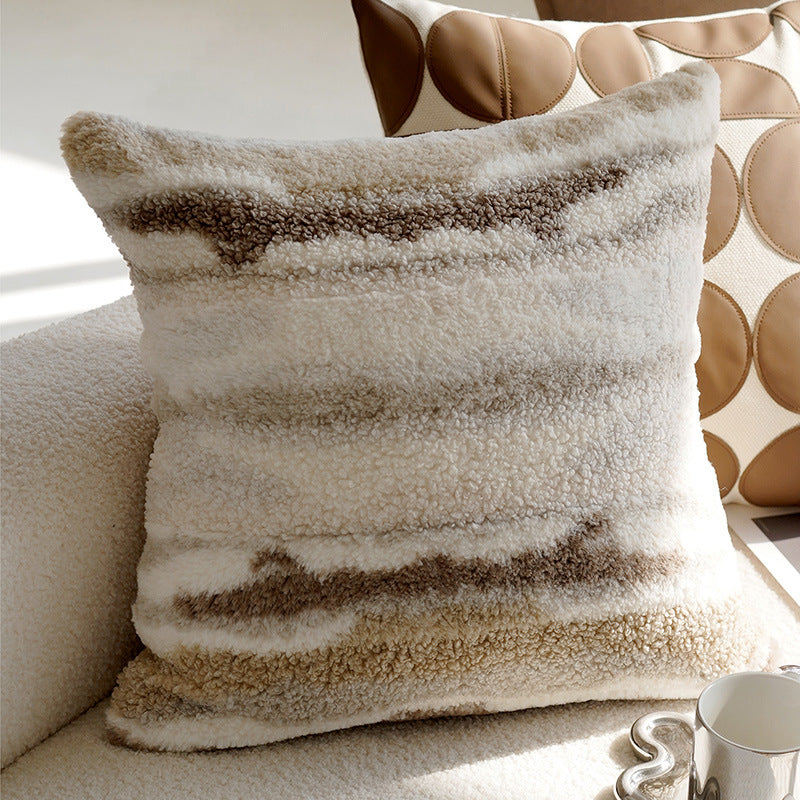 Housse de coussin coulures taupe