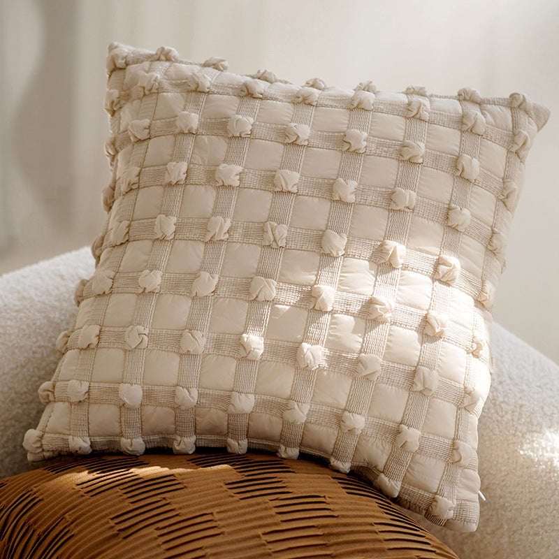 Housse de coussin points beige