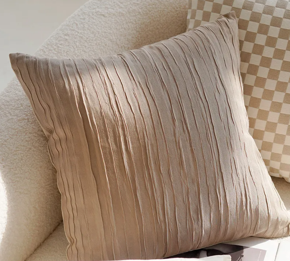Housse de coussin tissu taupe