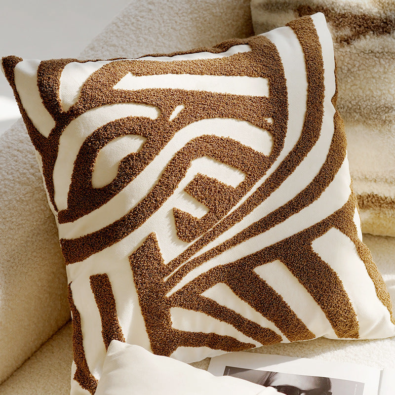 Housse de coussin vortex marron