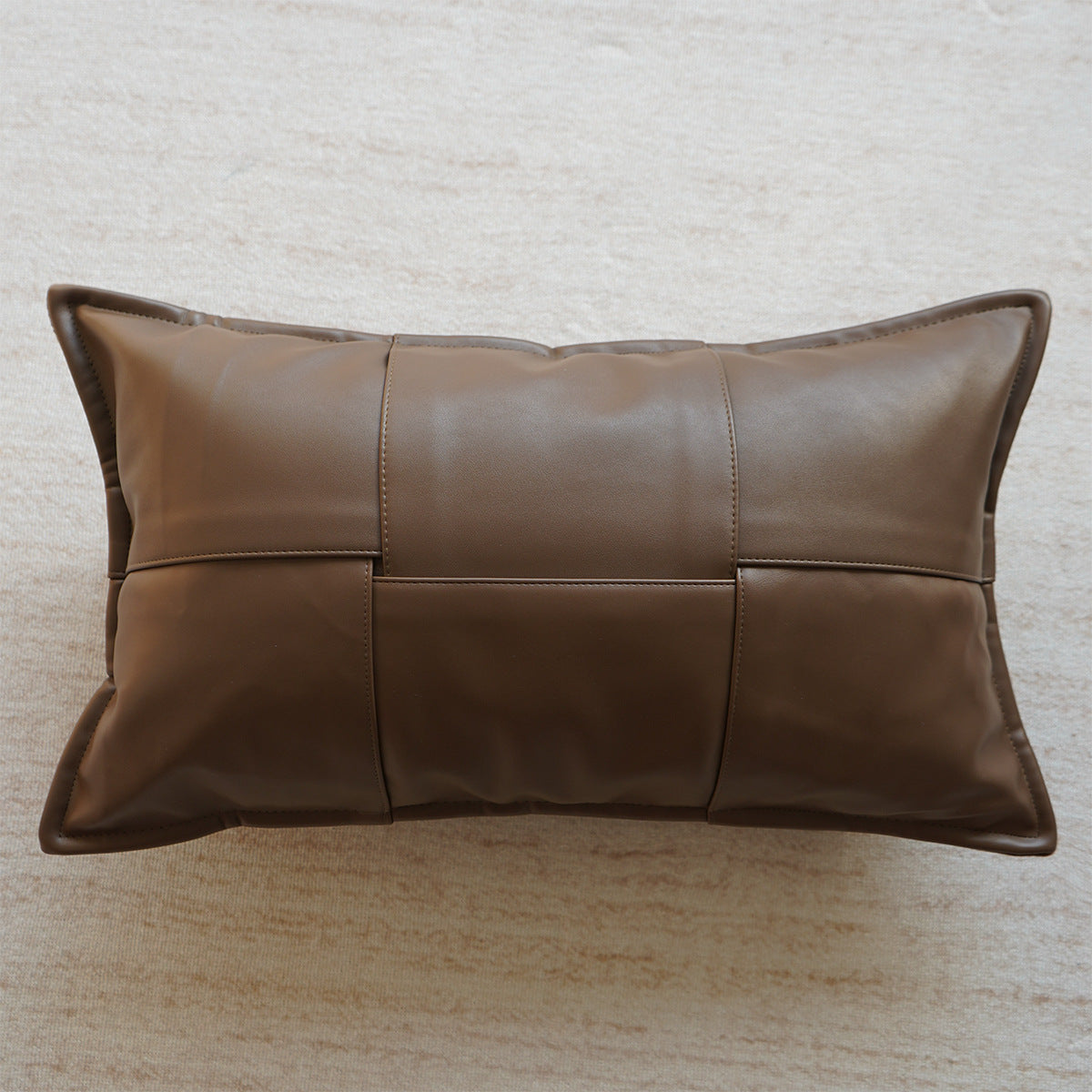 Housse de coussin cuir marron 30 x 50 cm