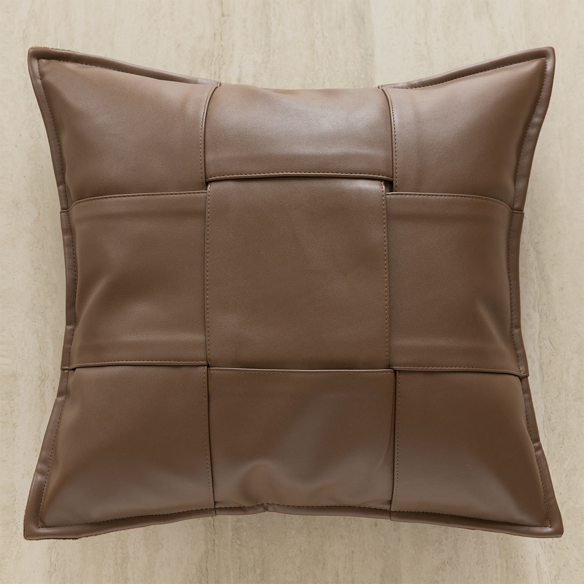 Housse de coussin cuir marron 45 x 45 cm
