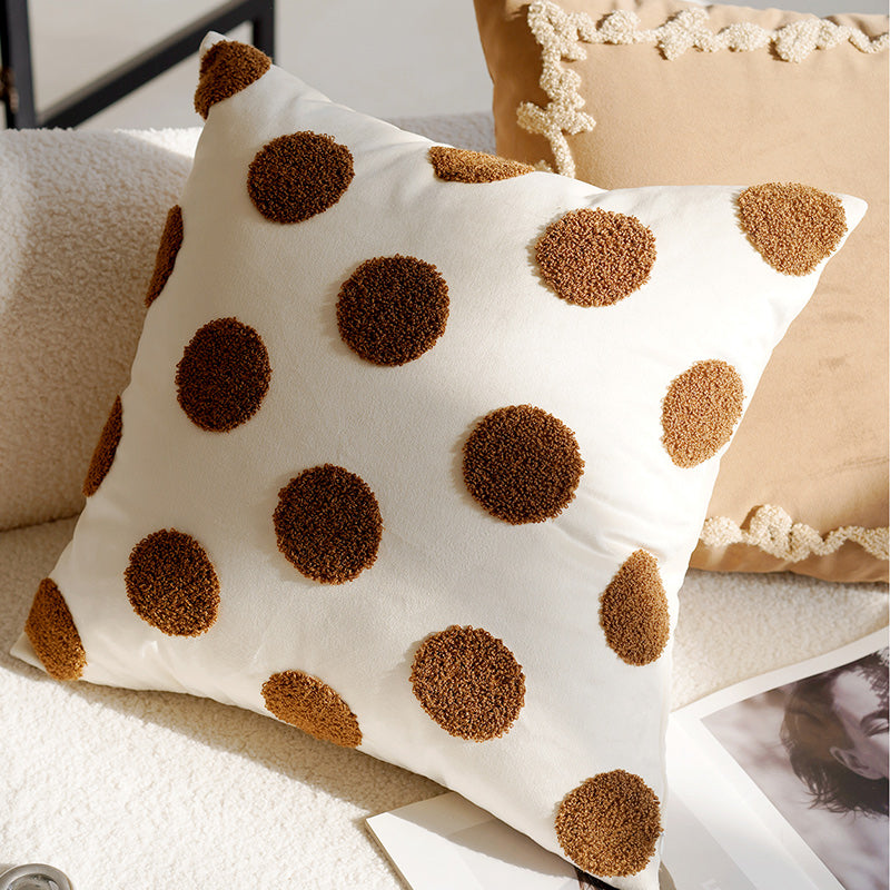 Coussin marron motif points