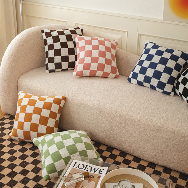Housses de coussin tricotées damier en ambiance