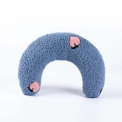 Coussin cervical chat coloris bleu pêche