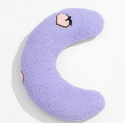 Coussin cervical chat coloris violet pêche