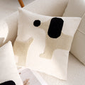Coussin toile motif chien beige et noir 45 x 45 cm