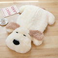 Coussin peluche chien coloris beige