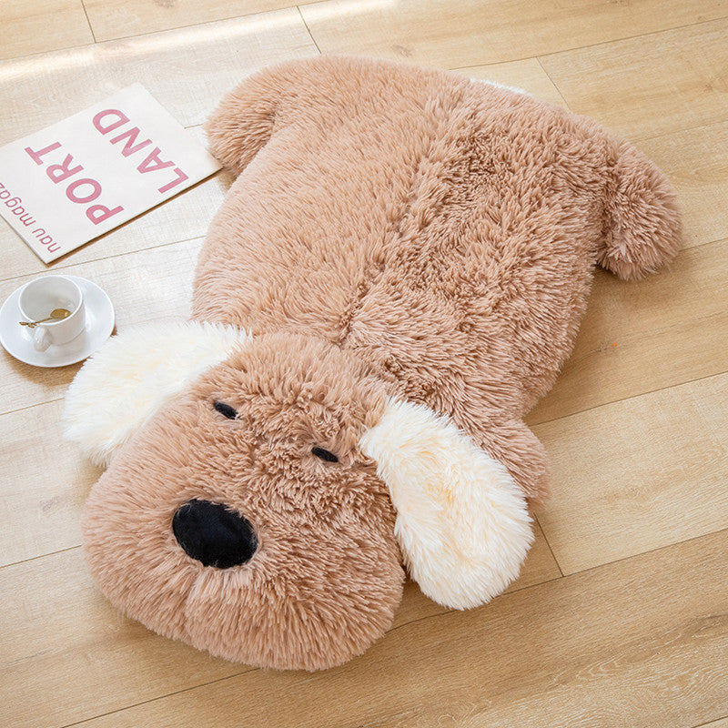 Coussin peluche chien coloris marron