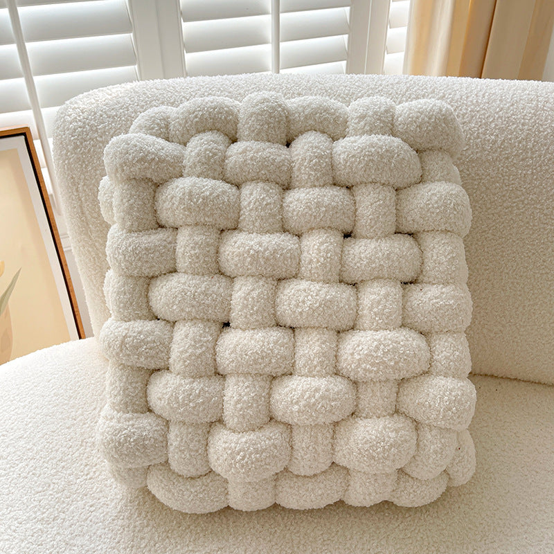Coussin lombaire tressé coloris blanc
