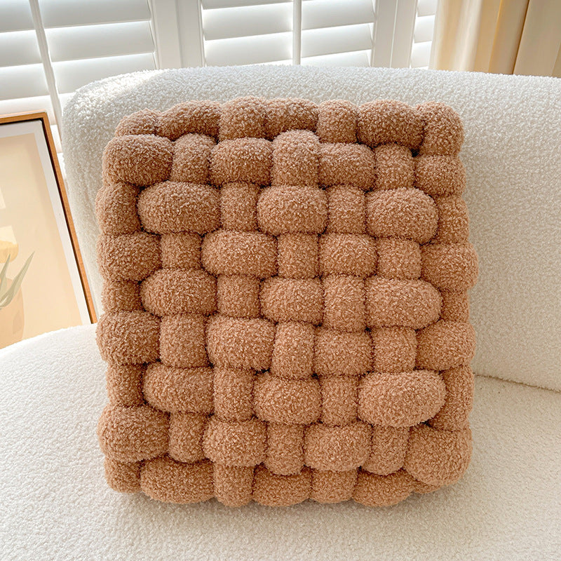 Coussin lombaire tressé coloris caramel