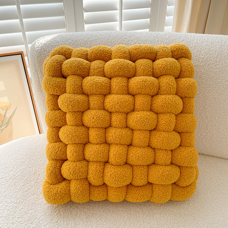 Coussin lombaire tressé coloris mangue