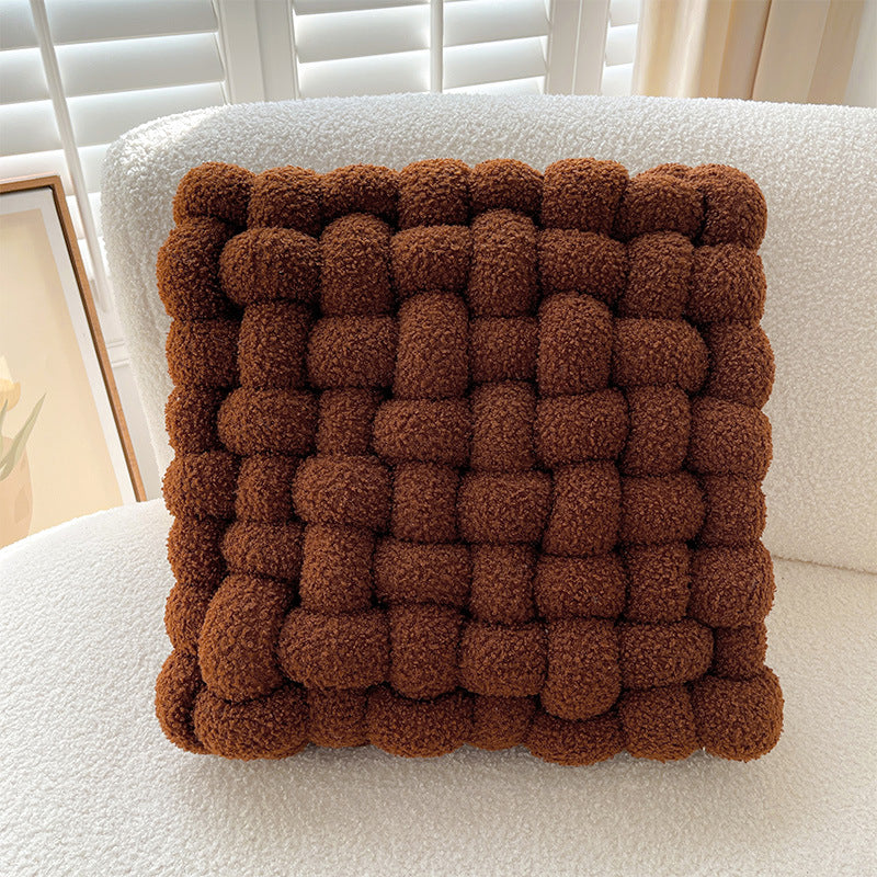 Coussin lombaire tressé coloris marron