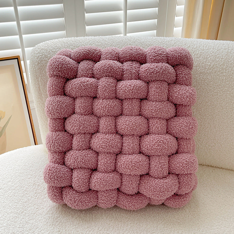 Coussin lombaire tressé coloris rose