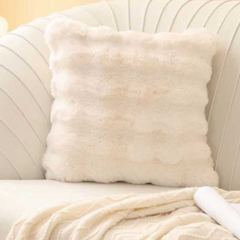 Coussin peluche bouffante coloris beige