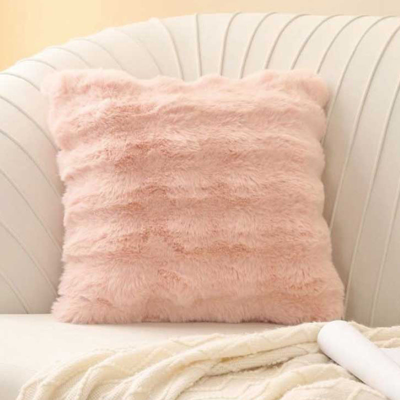 Coussin peluche bouffante coloris rose
