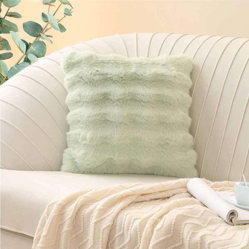 Coussin peluche bouffante coloris vert