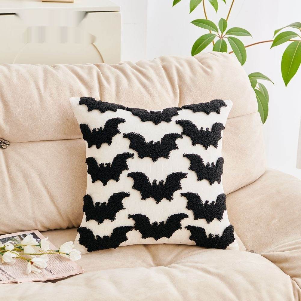 Housse de coussin Halloween motif chauves-souris
