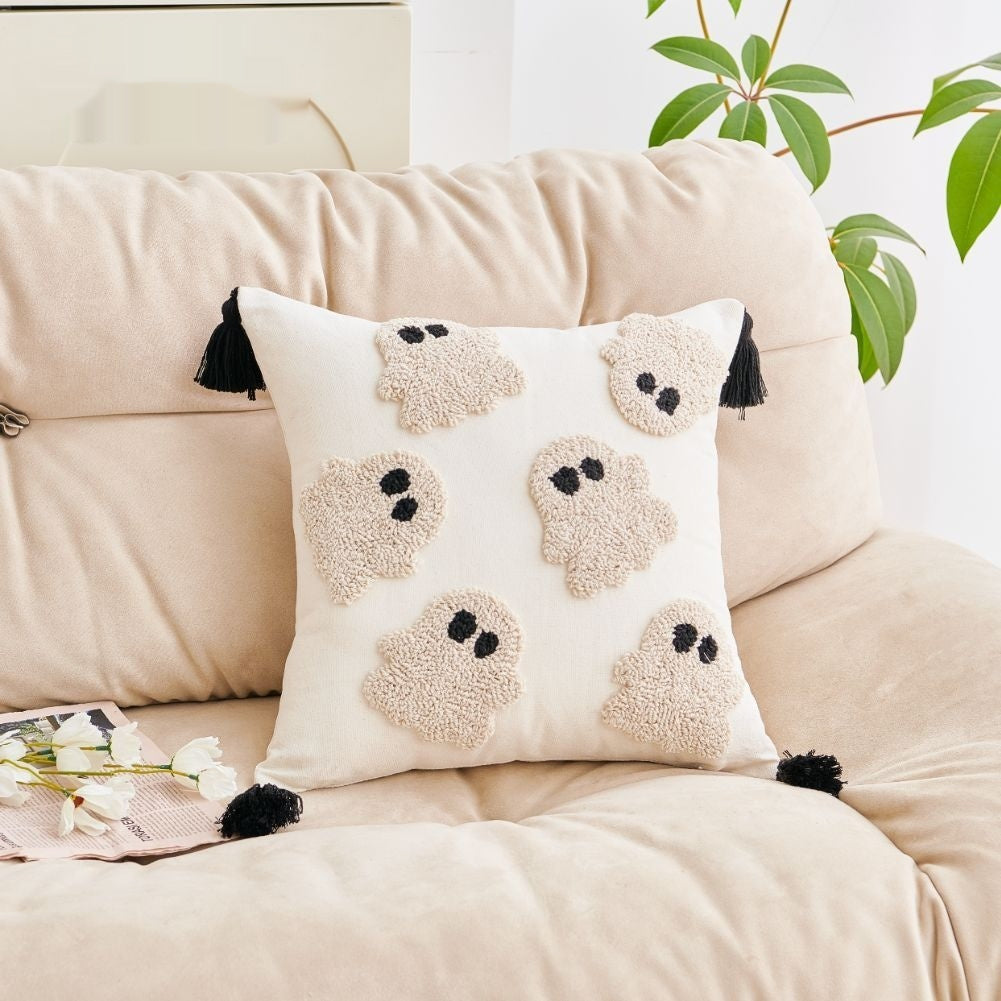 Housse de coussin Halloween motif petits fantômes