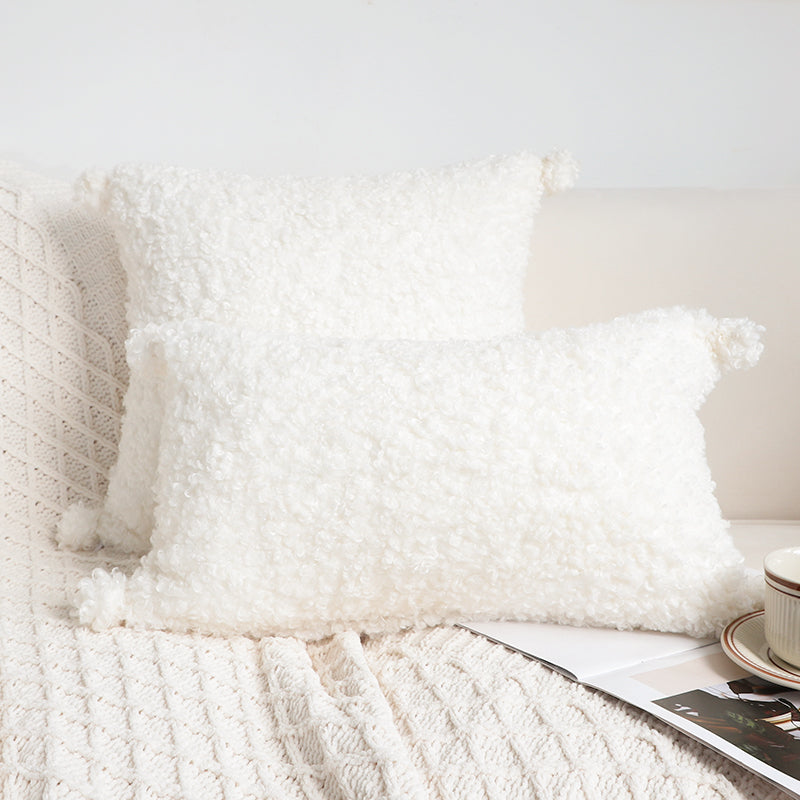 Coussin bouclette coloris neige