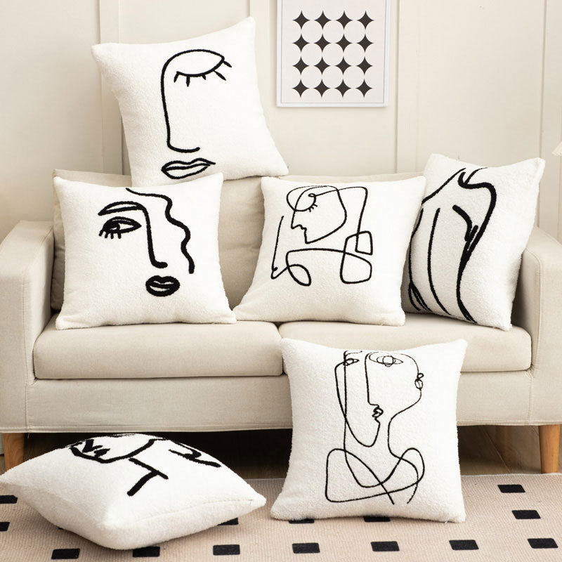 Housses de coussin noir et blanc style scandinave en ambiance