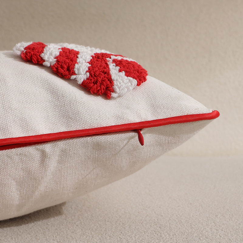 Housse de coussin de Noël touffetée, motif minimaliste