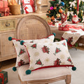 Coussin jacquard de Noël motif sapin à flocons, fond vert
