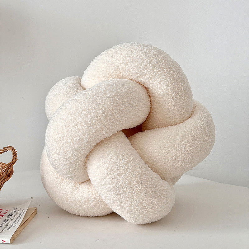 Coussin nœud tressé coloris beige