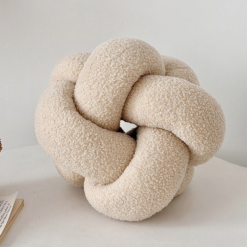 Coussin nœud tressé coloris taupe
