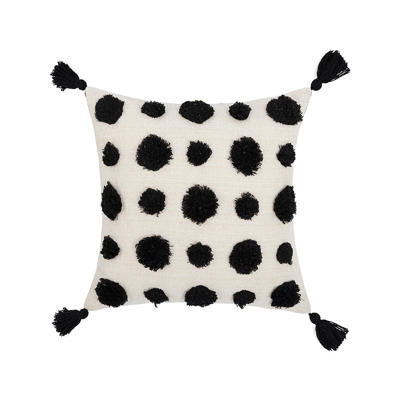 Housse de coussin nordique 45 x 45 cm à points noirs