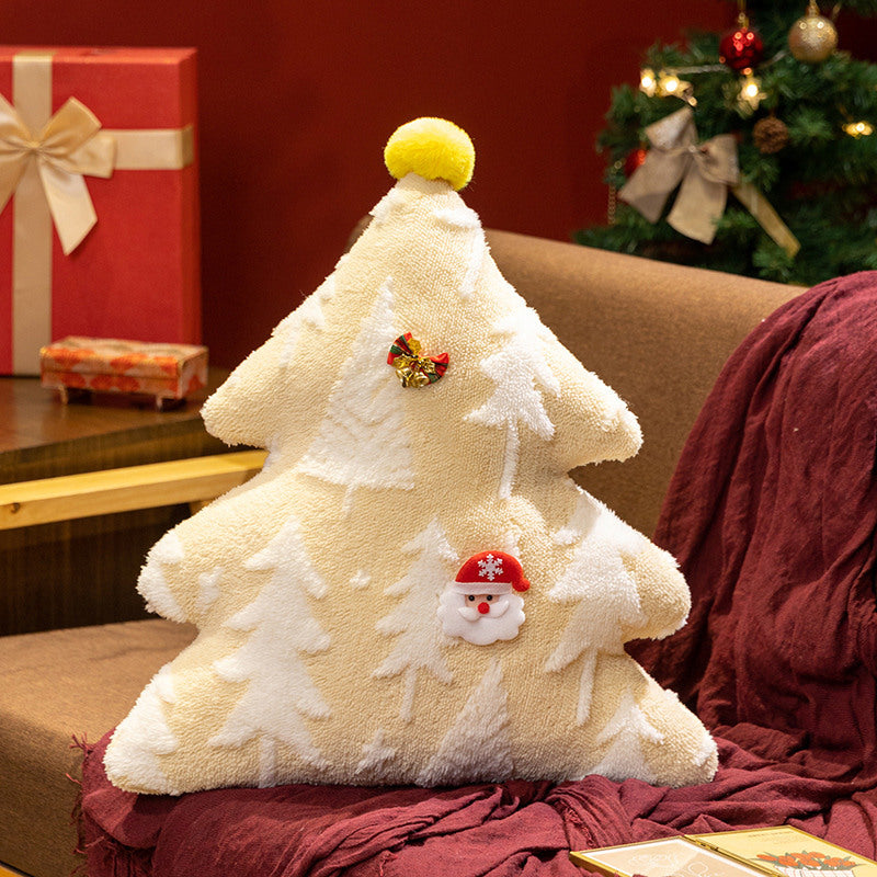 Coussin sapin en velours jacquard jaune, 50 cm