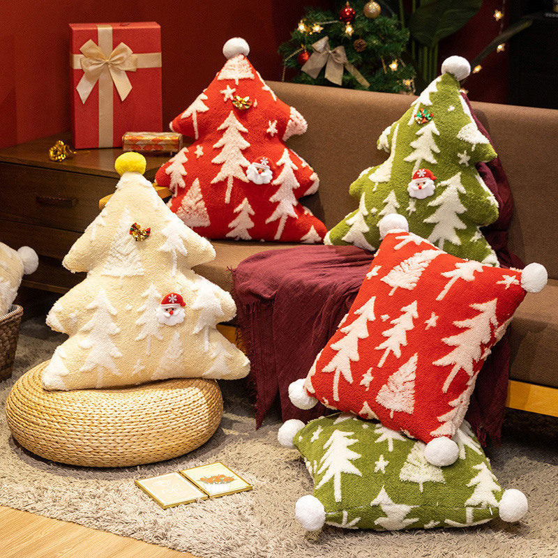 Coussins de Noël en velours jacquard en ambiance