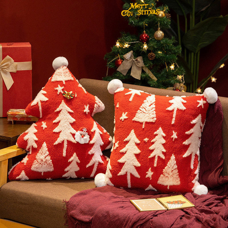 Coussins velours jacquard sur un canapé