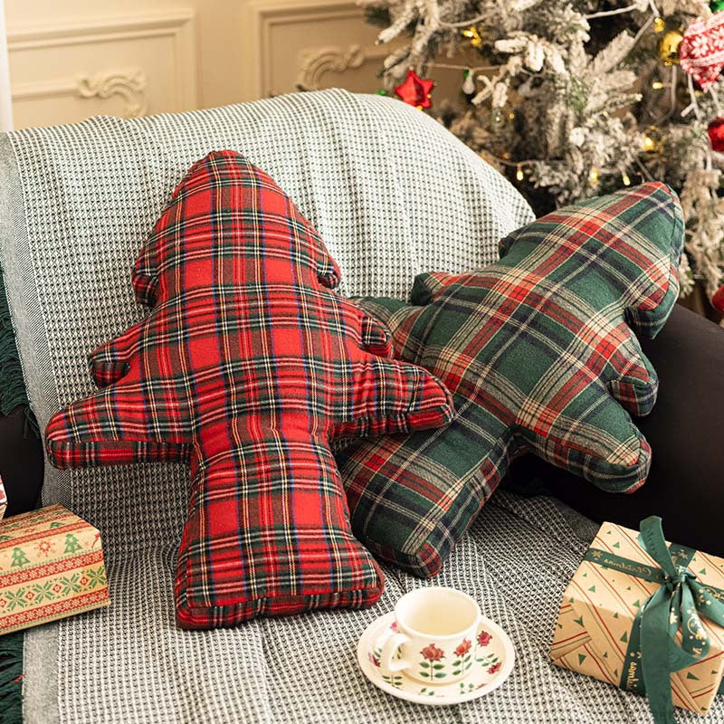 Coussins sapin à carreaux en ambiance de Noël