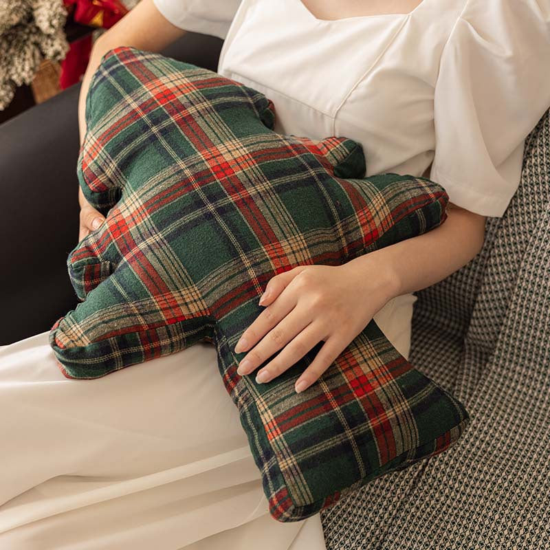 Coussin sapin à carreaux verts