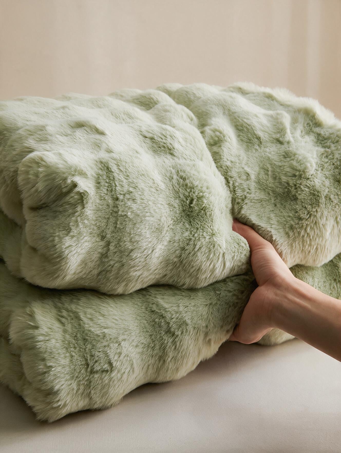 Plaid fausse fourrure Vagues coloris vert