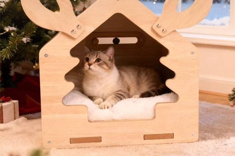 Maison pour chat en ambiance de Noël